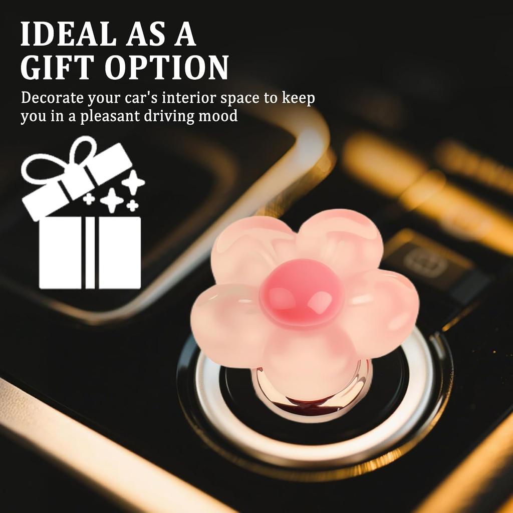 Resin Flower Push Start Button Cover,Car Single-Key To Start Button Cover with Double-Sided Tape,Cute Car Interior Accessories Pushs Starts Buttons