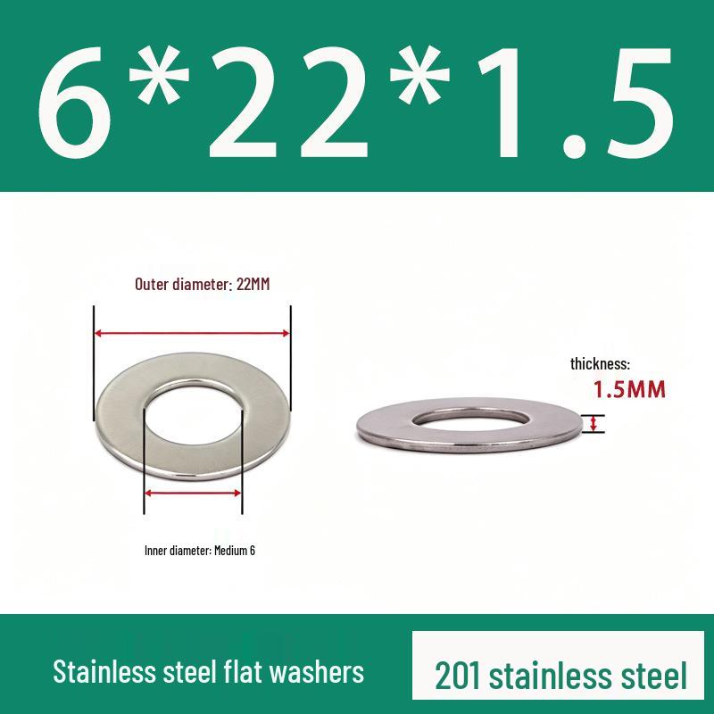 201 Stainless Steel Rust-proof Flat Washer - National Standard Hardware Fasteners with Complete Specifications, In Stock.