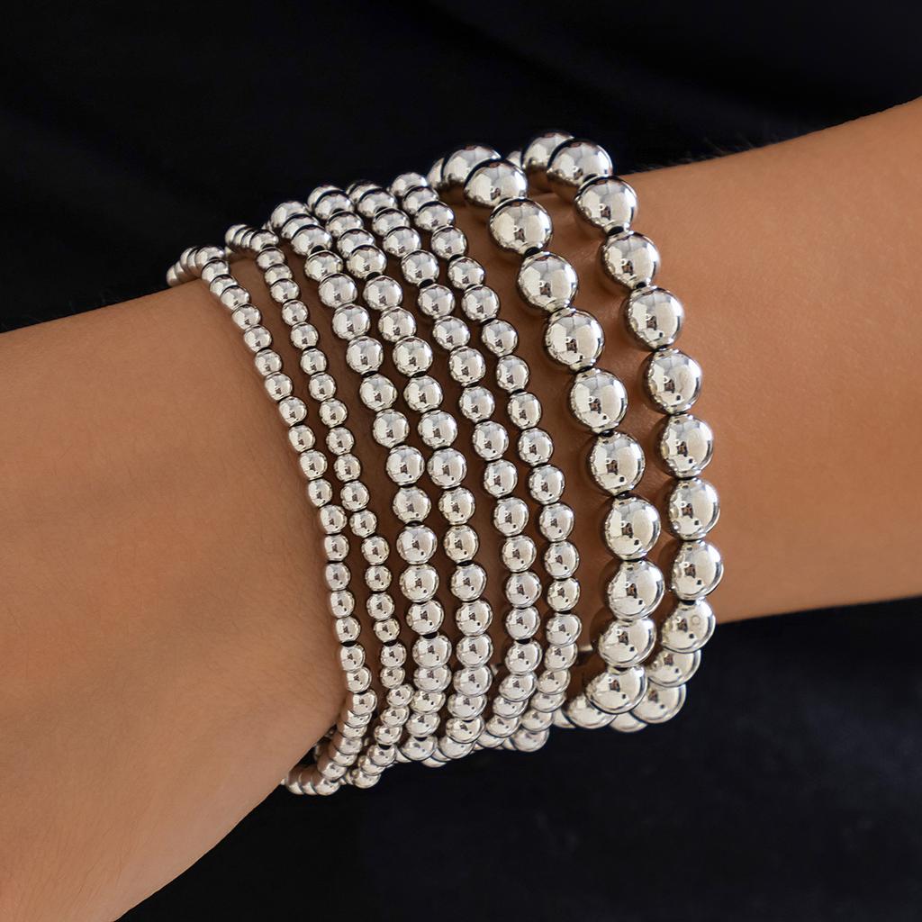 Heart Pendant Bead Stacking Bracelet Set Fashion Jewelry Minimalist Accessories Multi Layer Adjustable Bracelets for Women Girls Trend Charm Gift