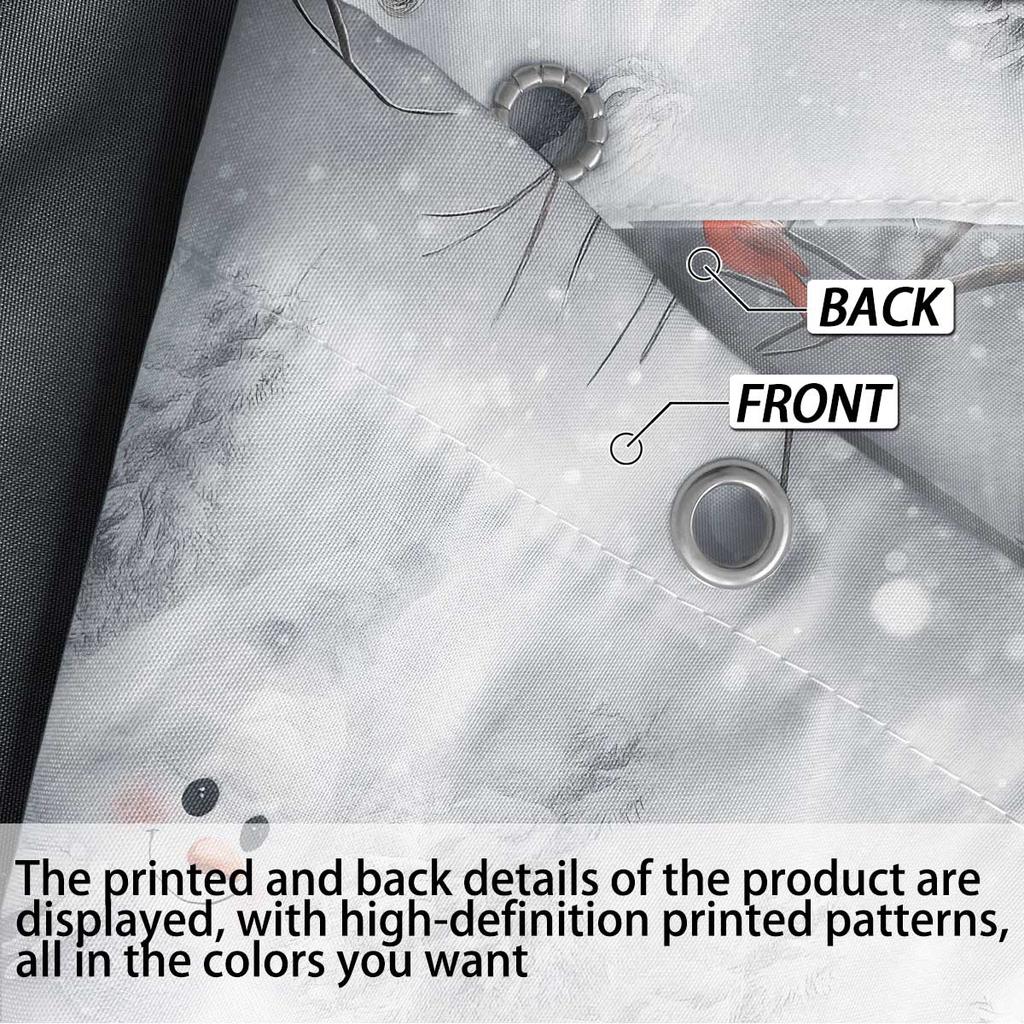 1 Pc Christmas White Snowman Shower Curtain Waterproof Shower Partition Curtain with 12 Hooks Multiple Sizes Machine Washable