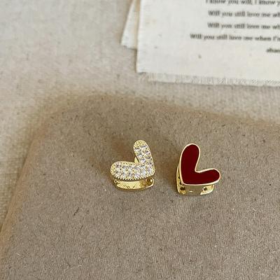 Design Gevoel Druipende Olie Zircon Dubbelzijdige Liefde Oor Gesp Dames Niche Lichte Luxe Elegante Mode Temperament Veelzijdige Oorbellen