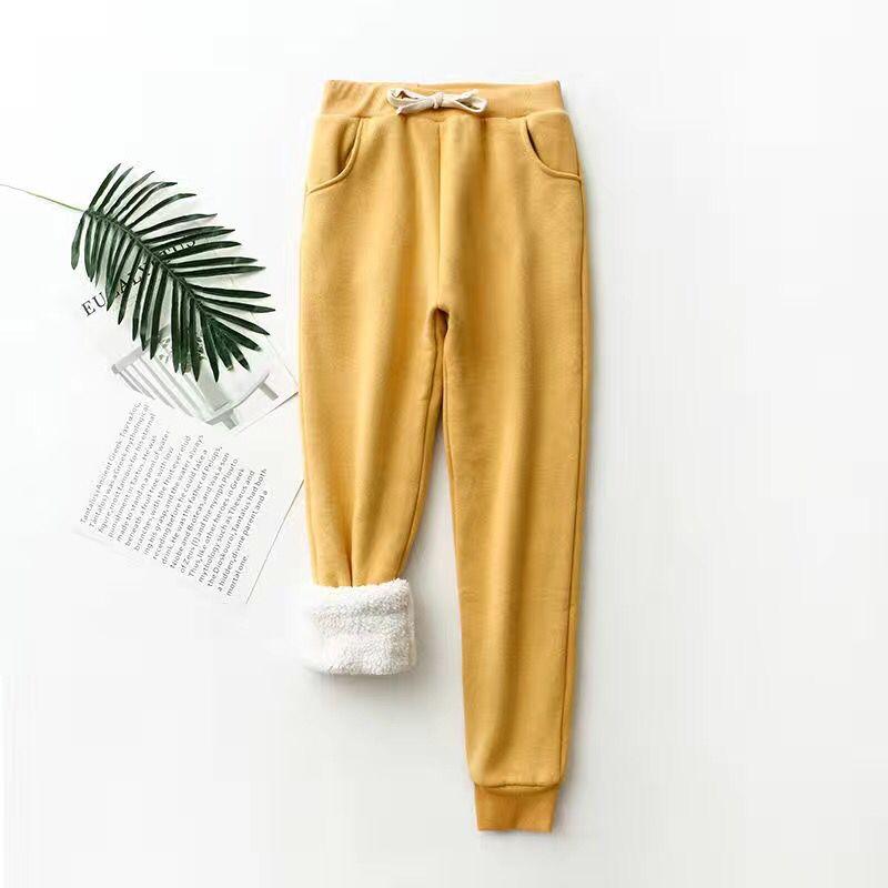 

Cozyoutfit Довгі брюки Спортивні жіночі кольорові шнурки на щиколотці Теплі однотонні штани на зав’язках фліс 2XL жовтий