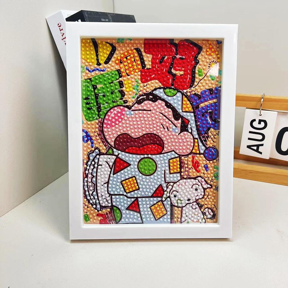 Cartoon Diamond Painting Children's Handmade Diy Diamond Stickers Bedroom Living Room Decorative Painting Masonry Painting with Photo Frame.