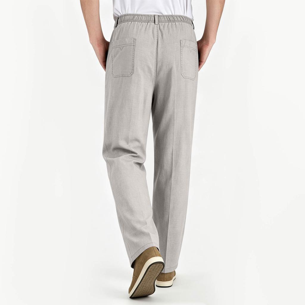Men's Lightweight Casual Linen Pants High Straight Leg Loose Fit for Summer