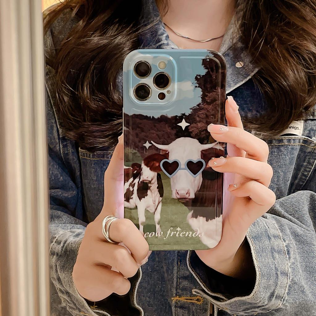 Cow Friend Relif 3d Imd Soft Silicone Shockproof Phone Case For Iphone 14 Pro Max 13 12 11 Promax Cute Catoon Back Cover Shell