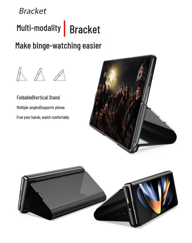 Samsung Z Fold7/6/5 Phone Case: Smart Flip Mirror, Full Coverage, Anti-Fall, Foldable Screen Protection.