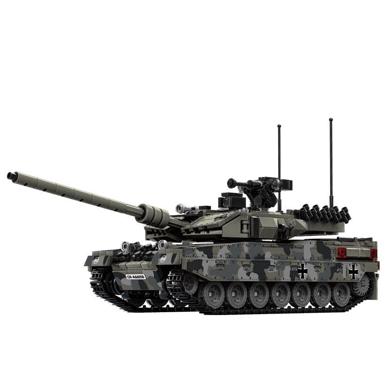 Leyi 66050-72 Leopard 2A7 Main Battle Tank Model - Advanced Military Building Blocks Toy for Boys.