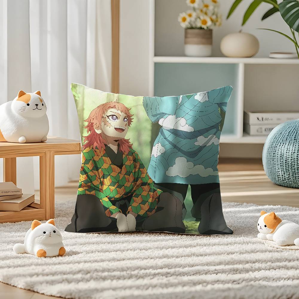 Demon Slayer Hashira Collection Anime Plush Pillow Cover Soft Short Plush Cushion Cover For Sofa Bedroom Home Decor Gift