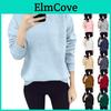 Lässige Einfarbige Damen Sweatshirts zum Überziehen Farbe Langarm O-Ausschnitt Festival Oberteile Sport Pullover