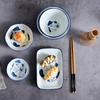 Geschirrsets aus blau-weißem Porzellan im japanischen Stil für eine Person zum Abendessen, inklusive Schüsseln, Teller, Essstäbchen, Geschirrset, Keramik-Geschenkbox, 6-teilig