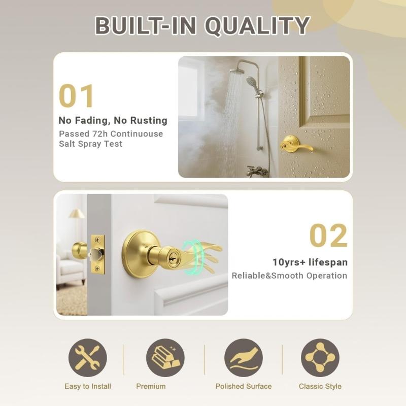 Zincs Alloy Door Lock Thickened Entry Door Handle with Lock and Key Waterproof and AntiRust Door Handle Lock Enduring