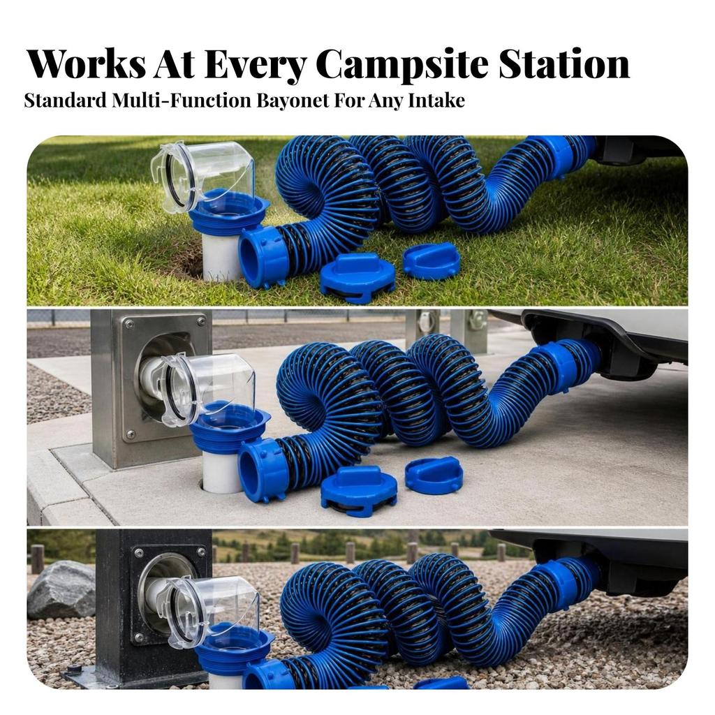 RV Sewer Hose Kit Flexible with Adapter Low-Profile for Motorhomes