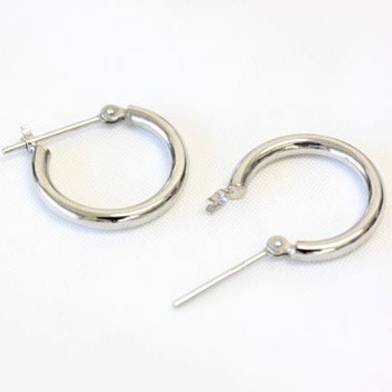 Cercei rotunzi din platină x 15mm Pt900 1 pereche pentru ambele urechi [Jewelry Excellente] 2.0mm