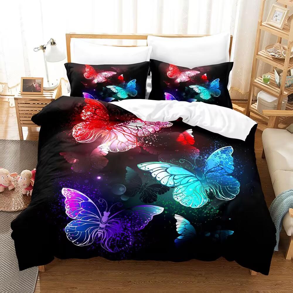 Colorful Butterfly Bedding Set 3D Print Luxury Soft Weightless Fantastic Kid Boy Girl Birthday King Queen Twin Size Duvet Cover