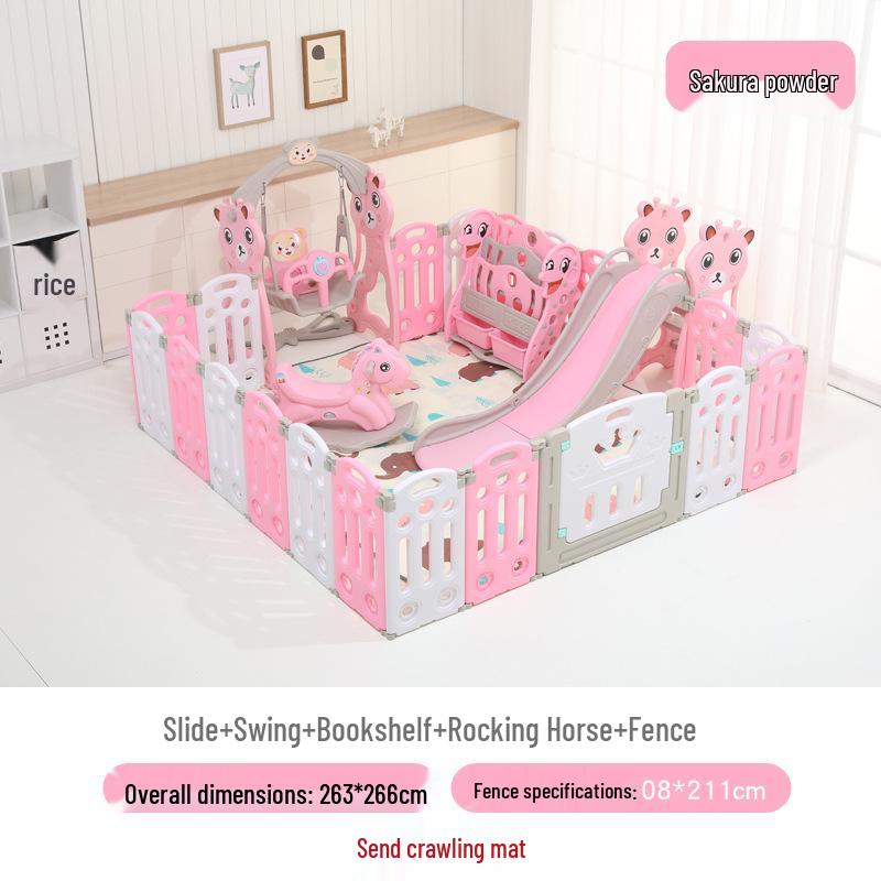 Kids' Indoor/Outdoor Safety Play Fence with Slide - Ideal for Crawling and Walking