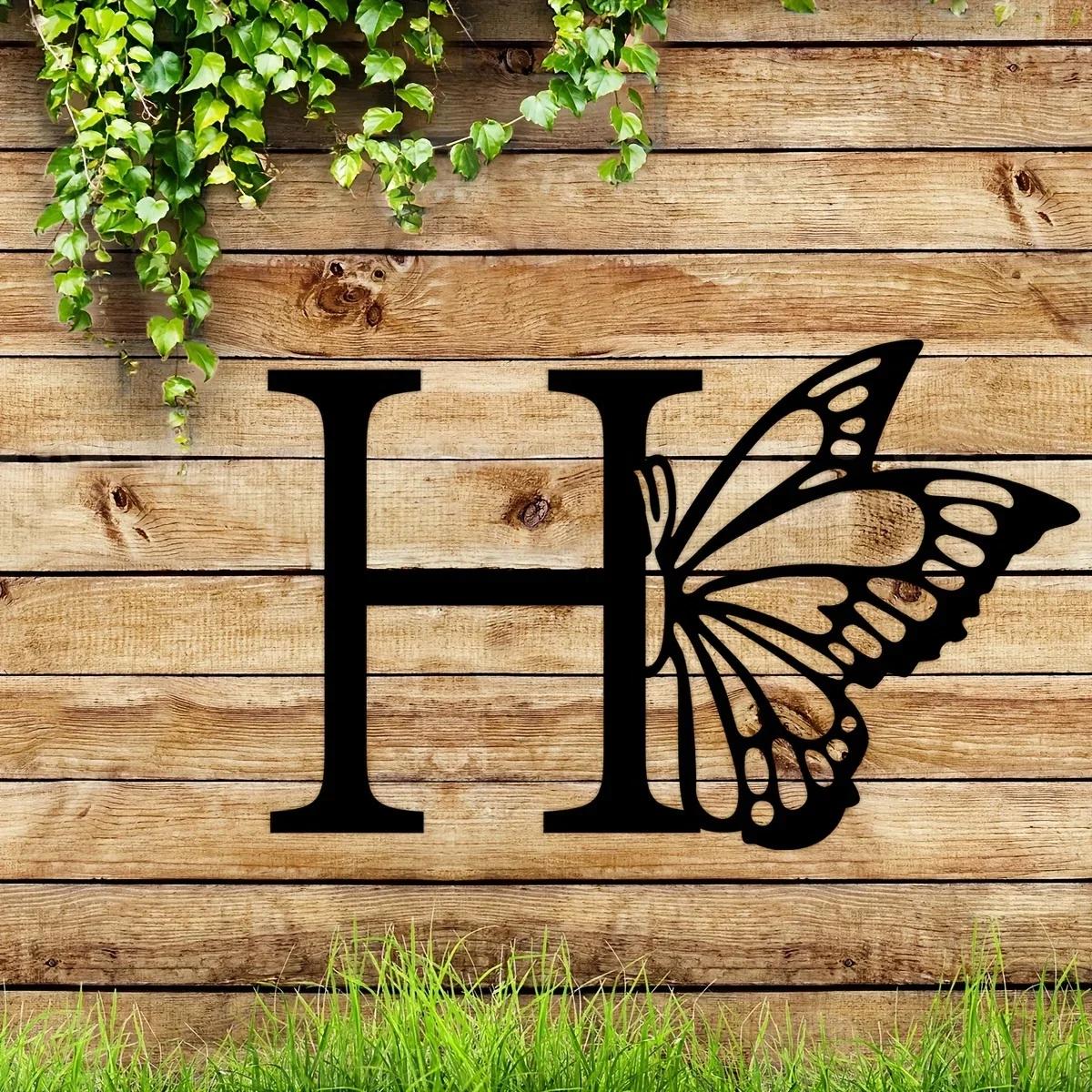 1 шт. Металлический знак с монограммой в виде бабочки - все буквы. Металлические — фото 22