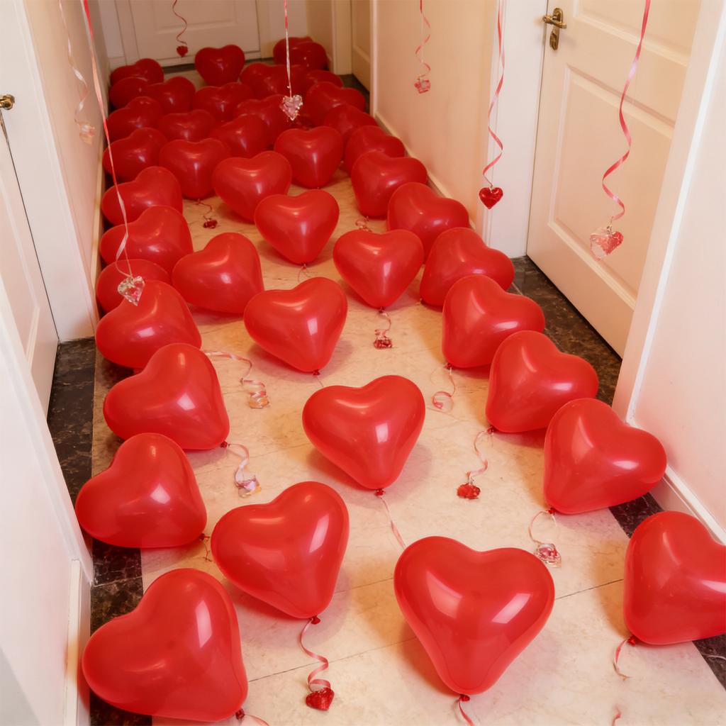 10 Inch Valentine Day Love Heart Shaped Inflatable Balloon Latex Red Heart Balloons for Wedding Party Anniversary Decor Supplies