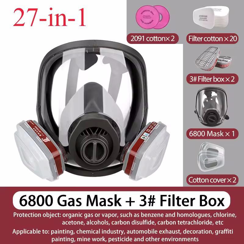 Full Face Respirator - Mask with 40 Mm Gas Filter Canister for Industrial Gases, Chemical, Polishing, Welding, Spraying Gas Mask