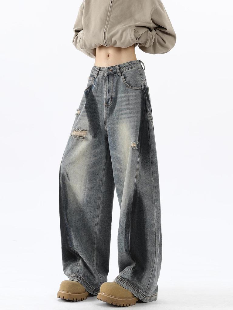 Men's Autumn Retro Wide-Leg Distressed Flare Jeans