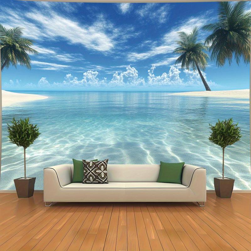 VIKAMA Tropical Island Tapestry Clear Sea Water Coconut Tree Landscape Natural Healing Wind Living Room Room Decoration