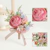 Faux Flower Corsage with Ribbon Pastel Artificial Rose Boutonniere Compact