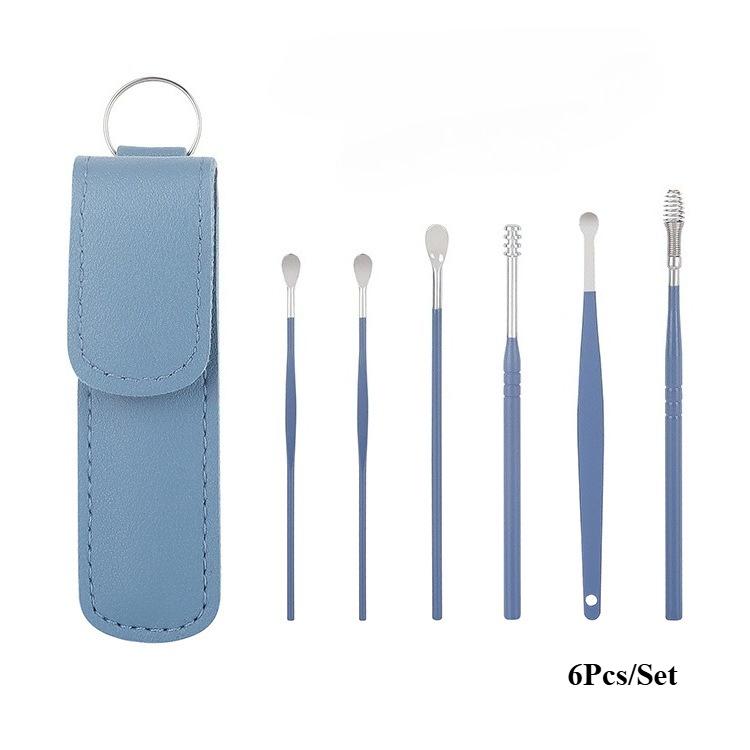 Durable And Safe 6Pcs Ear Cleaner Ear Wax Remover Cleaning Kit Pick Earwax Curette Spoon Care Removal Tool For Baby Adults Ear Care Set