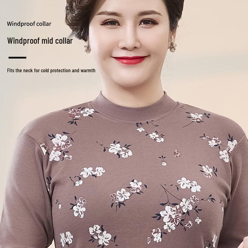 Yiershuang Damen Thermounterwäsche-Set aus reiner Baumwolle mit mittlerem Kragen für Damen mittleren Alters und ältere Damen