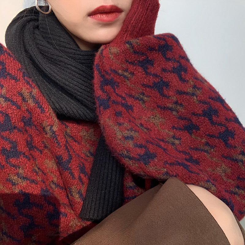 Retro Hong Kong-stil Dame Vinter Genser Halvhøy Hals Tykk Myk Løs Allsidig Strikket Cardigan