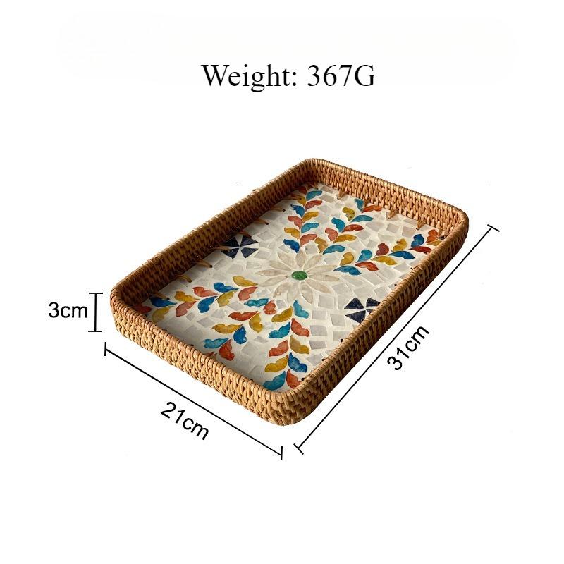 

Handmade Trays Luxury Tray Living Room Modern Aesthetic Desktop Fruit Plates Household Vintage Rectangular Storage Decoration