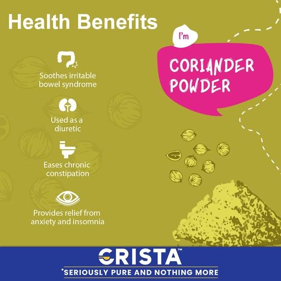 CRISTA Coriander Powder | Ground Dhania | Powdered Dhaniya | Zero Added Colours | Natural & Aromatic | Farm Fresh | 500 Gms