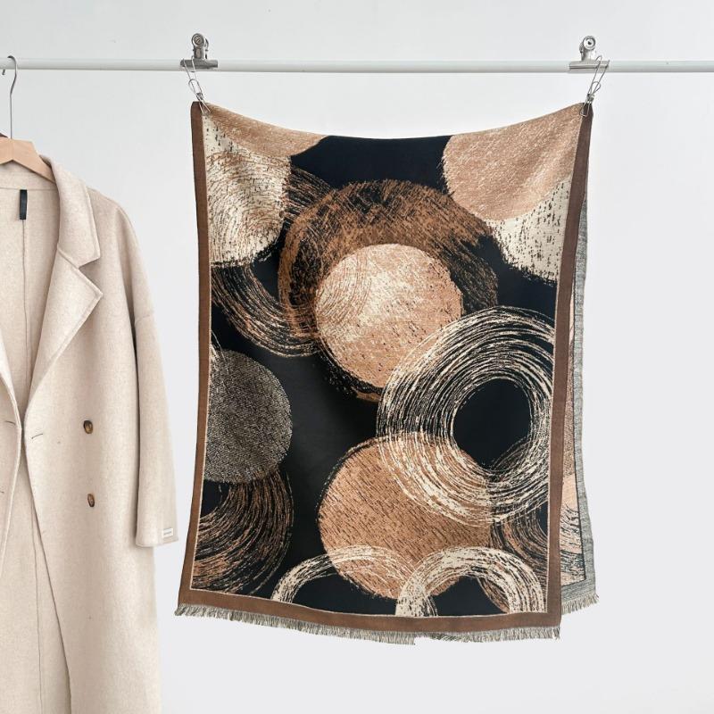 Autumn and winter new double-sided color oil painting series imitation cashmere thickened warm scarf women's air conditioner shawl