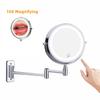 Wall Mounted Folding Arm Extend Bathroom Mirror With LED Light 10X Magnification Double Side Touch Dimming Makeup Mirrors