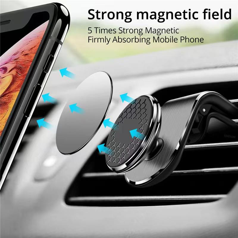 360 Degree Rotation Car Phone Holder Magnetic Air Vent Mount Clip In Car Magnet Mobile Phone Bracket Stand With Iron Sheet
