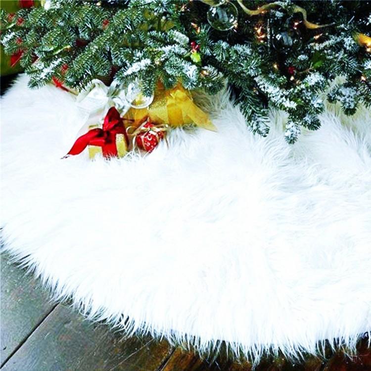 

Белая плюшевая юбка для рождественской елки с мягкой пушистой каймой, роскошная на ощупь для Рождества, свадеб, вечеринок и праздничных украшений 38cm