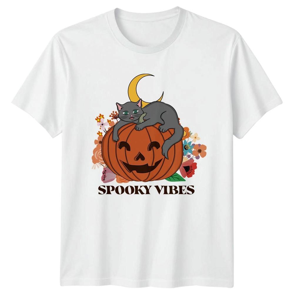Spooky Vibes TShirt Spooky Cute Cat Halloween Gift For Him And Her S