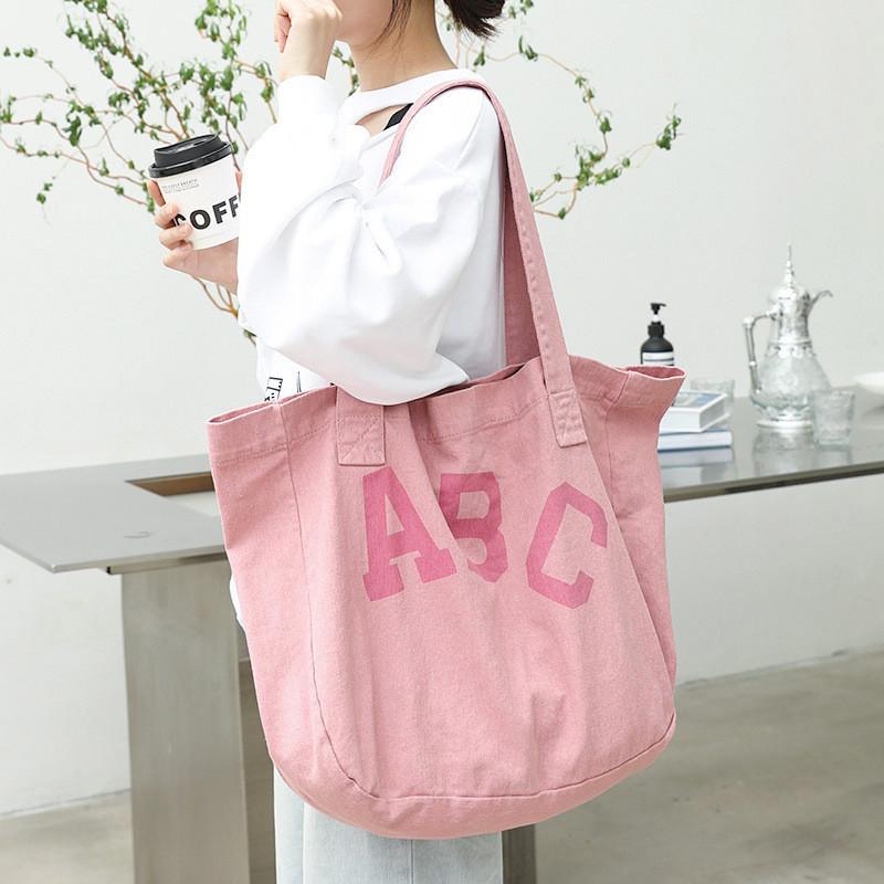 IELGY Japanische lässige Kunst-Canvas-Tasche, modische Handtasche mit Buchstabendruck