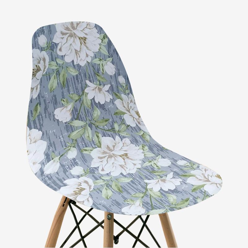 Floral Printed Shell Chair Covers Elastic Seat Cushion Cover Protector for Chairs Fitted Kitchen Living Room for Home Decor 1pc