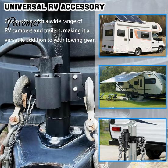 Towing Plugs Organizer Trailer Safety Chain Holder with 7-Way Bracket, Heavy-Duty Aluminum Alloy Hitch Storage for RV Mount, Universal Fit Accessory