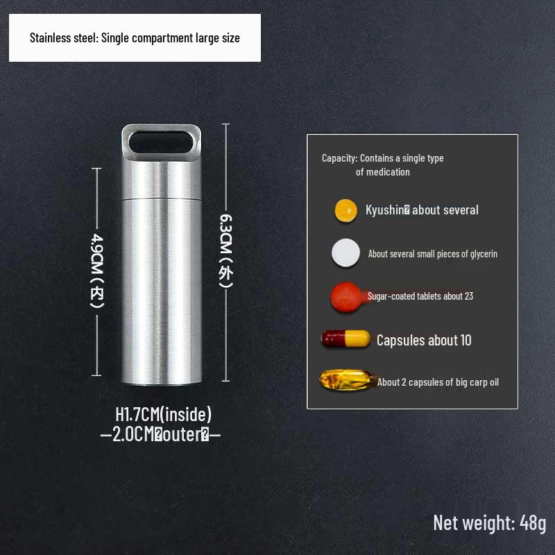 Wasserdichte Mini-Pillendose aus Edelstahl - Tragbarer, feuchtigkeitsdichter Reise-Medikamentenbehälter