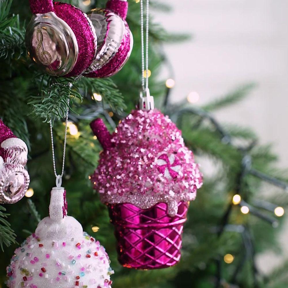 New Plastic Ice Cream Pendant Colorful DIY Decor Christmas Tree Decoration Hanging Snowman Ornaments New Year Party
