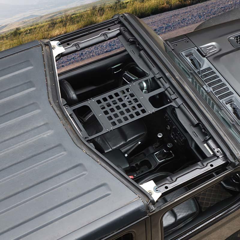 Top Front Roof Rack Shelf Luggage Storage Carrier Shelf For Jeep Wrangler JL For JT Gladiator 2018 Up Interior Accessories ( Iron)