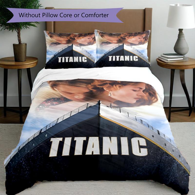 3pcs Duvet Cover Set (1*Duvet Cover + 2*Pillowcase, Without Core), RMS Titanic Print Bedding Set, Bedroom Decor, All‑Season, Gift