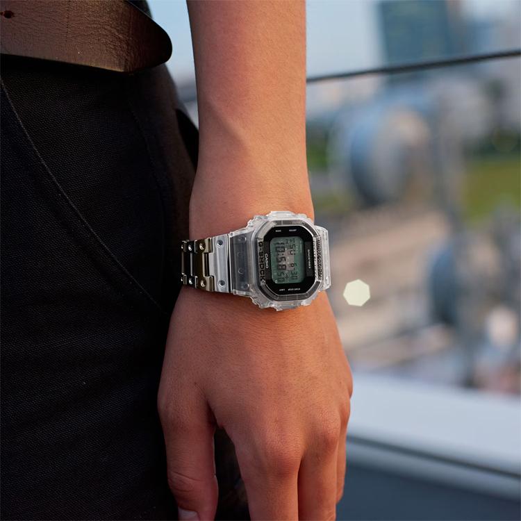 Casio G-Squad G-Shock 40th Anniversary Clear Remix 200M Water Resistant Quartz Movement Resin Stainless Steel Strap Men Watches Black DWE-5640RX-7JR