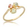 Elegant Gold Color Inlaid with Red Flower Leaf Rings Round  Party Engagement Wedding Rings for Women Jewelry