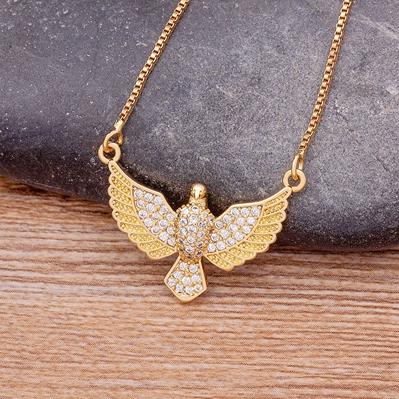 

Nidin Luxury Zircon Eagle Pendant Necklace Wholesale Gold Plated Animals Cool Fashion Chain Choker Party Birthday Gift Jewelry