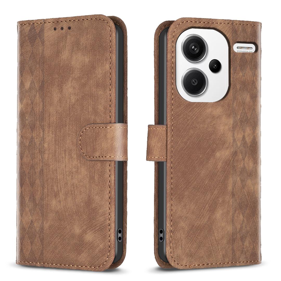 

For Xiaomi Redmi Note 13 Pro+ 5G Leather Wallet Case Grid Pattern Shockproof Flip Cover A