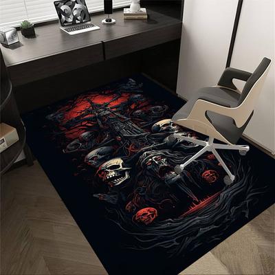 1pc Skulls Tower Carpet Anti Slip Polyester Floor Mat for office.Bedroom