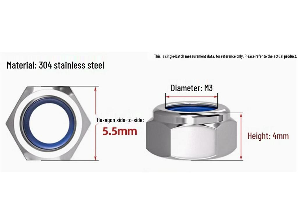 Stainless Steel Nylon Nuts for RC Models - Available in M2.5/M3/M4/M5 (10-Pack)