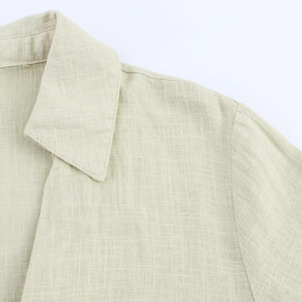 Summer 2025 Women's Fashion: European & American Style Linen Shirt Dress