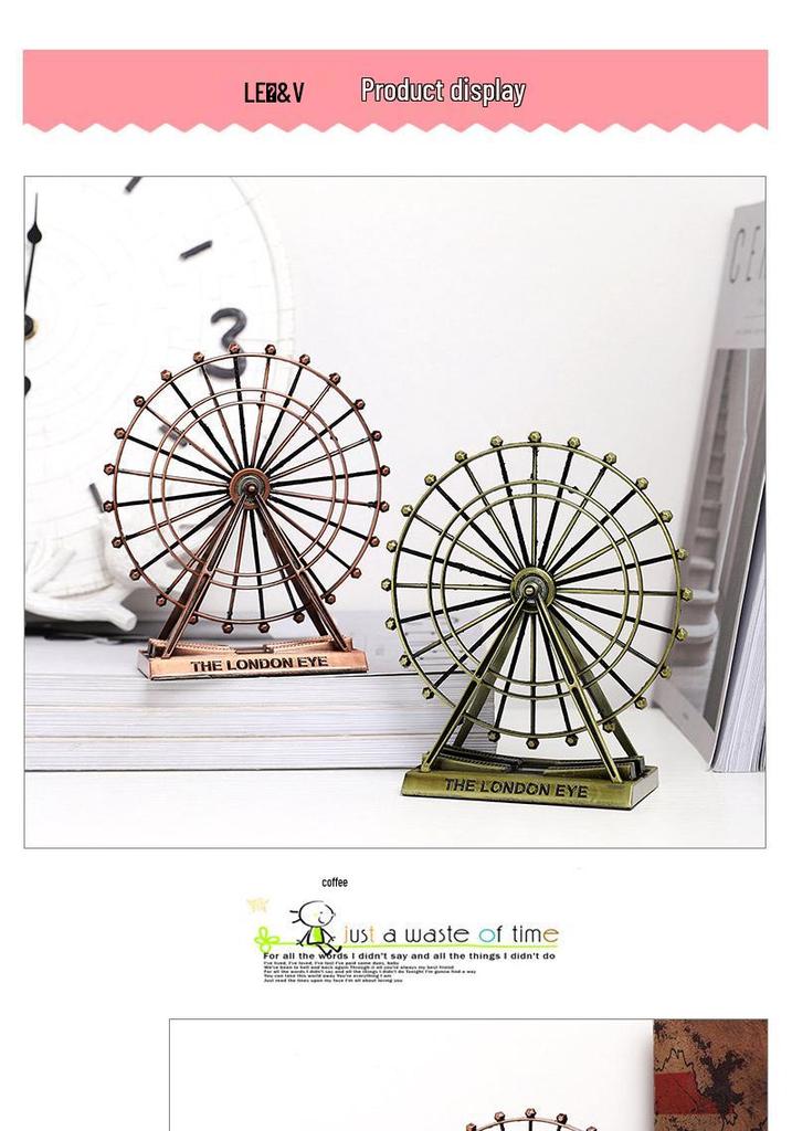 Vintage Ferris Wheel Decorative Ornament for Living Room, Wine Cabinet, TV Stand, or Office